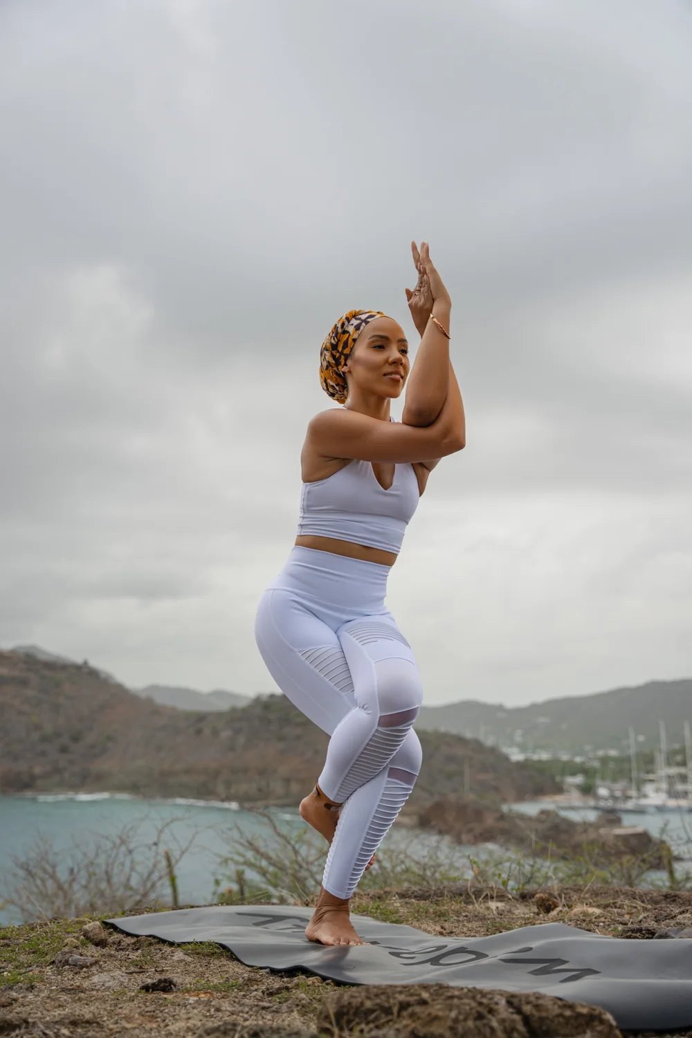 Stephanie of Wadadlivity practising yoga outdoors in Antigua